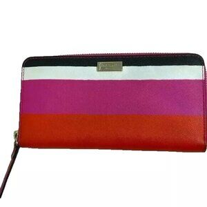 Kate Spade LE Laurel Way Bonita Stripe large continental zip around wallet